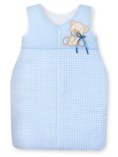 Śpiworek dla dzieci bawełniany M 6-12 mcy TOG 2.5 całoroczny ocieplany Miś z kokardką niebieski Śpiworek dla dzieci bawełniany M 6-12 mcy TOG 2.5 całoroczny ocieplany Miś z kokardką niebieski