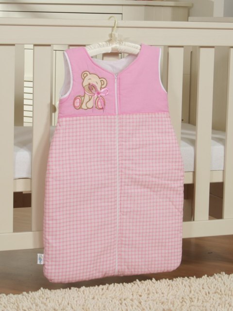 Śpiworek dla dzieci bawełniany M 6-12 mcy TOG 2.5 całoroczny ocieplany Miś z kokardką różowy Śpiworek dla dzieci bawełniany M 6-12 mcy TOG 2.5 całoroczny ocieplany Miś z kokardką różowy