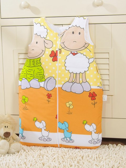 Śpiworek dla dzieci bawełniany M 6-12 mcy TOG 2.5 całoroczny ocieplany owieczki pomarańczowo-żółte Śpiworek dla dzieci bawełniany M 6-12 mcy TOG 2.5 całoroczny ocieplany owieczki pomarańczowo-żółte