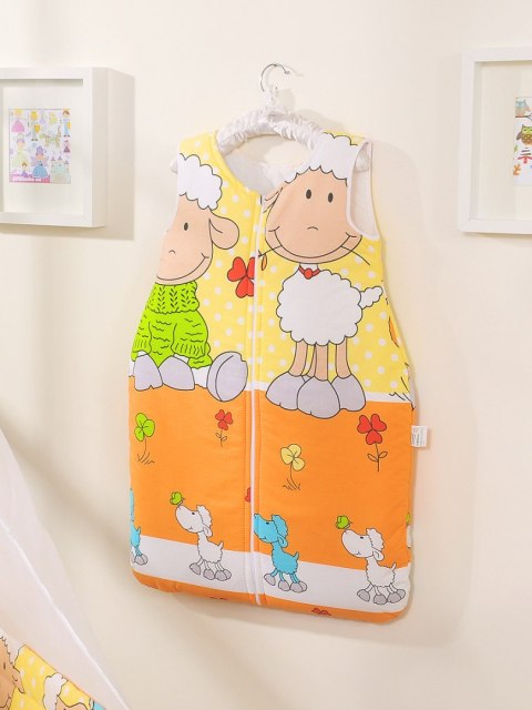 Śpiworek dla dzieci bawełniany M 6-12 mcy TOG 2.5 całoroczny ocieplany owieczki pomarańczowo-żółte Śpiworek dla dzieci bawełniany M 6-12 mcy TOG 2.5 całoroczny ocieplany owieczki pomarańczowo-żółte