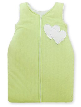 Śpiworek dla dzieci bawełniany M 6-12 mcy TOG 2.5 całoroczny ocieplany serduszka paseczki zielone