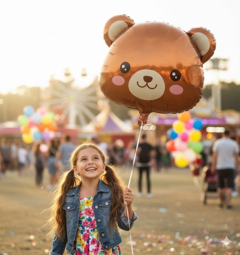 Balon Foliowy Głowa Misia Brązowy 40x34 cm Balon Foliowy Głowa Misia Brązowy 40x34 cm