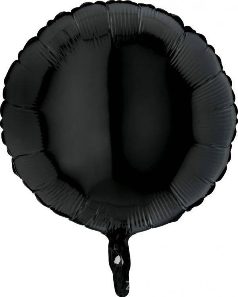 Balon foliowy, okrągły, czarny 46 cm, pakowany Grabo