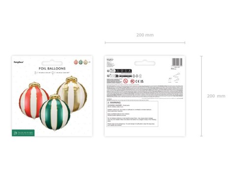 Balony foliowe Bombki świąteczne Mix 42x46 cm 3 szt