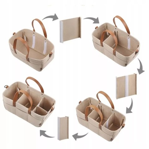 Duży Filcowy Organizer Beżowy XXL Dla Mamy i Maluszka Na Pieluszki i Akcesoria TF3 Duży Filcowy Organizer Beżowy XXL Dla Mamy i Maluszka Na Pieluszki i Akcesoria TF3