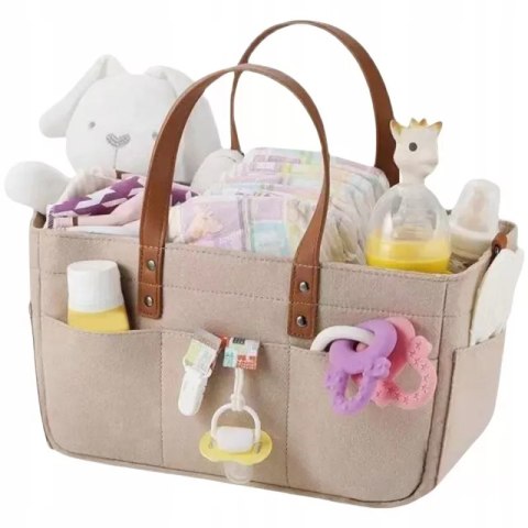 Duży Filcowy Organizer Beżowy XXL Dla Mamy i Maluszka Na Pieluszki i Akcesoria TF3 Duży Filcowy Organizer Beżowy XXL Dla Mamy i Maluszka Na Pieluszki i Akcesoria TF3