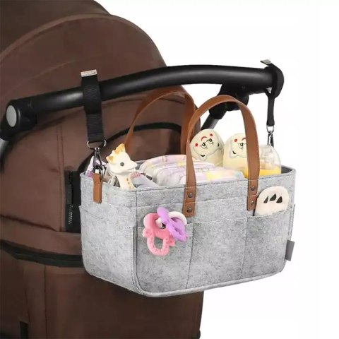 Duży Filcowy Organizer Szary XXL Dla Mamy i Maluszka Na Pieluszki i Akcesoria TF1 Duży Filcowy Organizer Szary XXL Dla Mamy i Maluszka Na Pieluszki i Akcesoria TF1