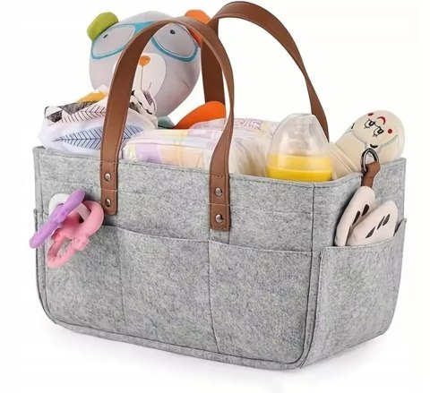 Duży Filcowy Organizer Szary XXL Dla Mamy i Maluszka Na Pieluszki i Akcesoria TF1 Duży Filcowy Organizer Szary XXL Dla Mamy i Maluszka Na Pieluszki i Akcesoria TF1