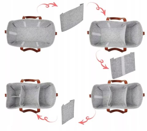 Duży Filcowy Organizer Szary XXL Dla Mamy i Maluszka Na Pieluszki i Akcesoria TF1 Duży Filcowy Organizer Szary XXL Dla Mamy i Maluszka Na Pieluszki i Akcesoria TF1