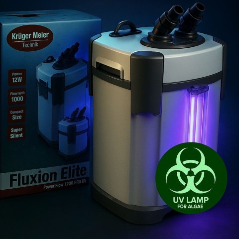 Kruger Meier Fluxion Elite 1000 UVC PRO - filtr zewnętrzny z lampą UV do akwarium 80 - 180 litrów