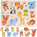 Puzzle drewniane ZWIERZAKI układanka 10 ele dopasuj kształty ZA4721