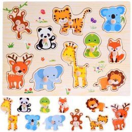 Puzzle drewniane ZWIERZAKI układanka 10 ele dopasuj kształty ZA4721