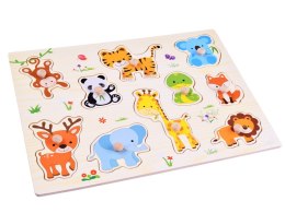 Puzzle drewniane ZWIERZAKI układanka 10 ele dopasuj kształty ZA4721