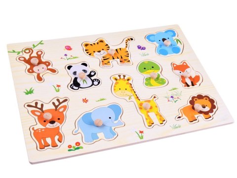 Puzzle drewniane ZWIERZAKI układanka 10 ele dopasuj kształty ZA4721 Puzzle drewniane ZWIERZAKI układanka 10 ele dopasuj kształty ZA4721
