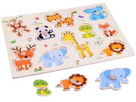 Puzzle drewniane ZWIERZAKI układanka 10 ele dopasuj kształty ZA4721 Puzzle drewniane ZWIERZAKI układanka 10 ele dopasuj kształty ZA4721