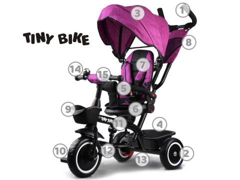 Rowerek trójkołowy Tiny Bike 3w1 różowy z daszkiem SP0650 Rowerek trójkołowy Tiny Bike 3w1 różowy z daszkiem SP0650