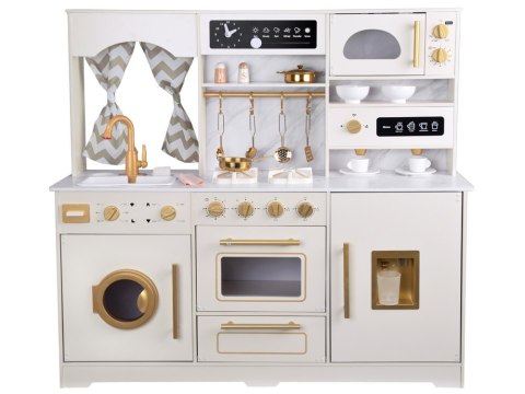 Duża Kuchnia drewniana Styl Glamour Złote dodatki Światło + dźwięk ZA5270