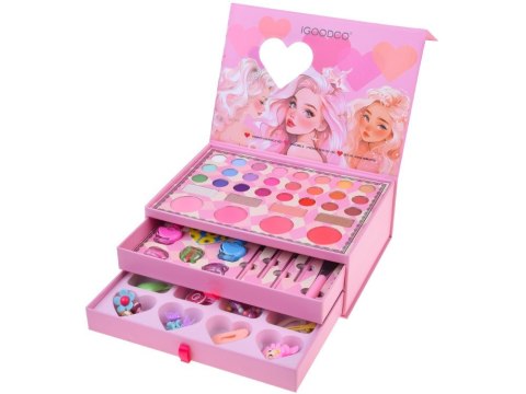 Duży zestaw do makijażu - uroczy KUFEREK z kosmetykami i biżuterią ZA5693