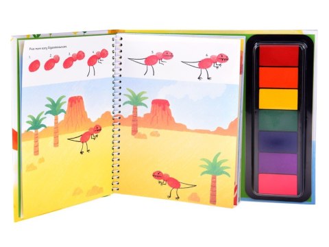 Kreatywna książeczka do malowania palcami DINOZAURY 64str 7 kolorów AP0048