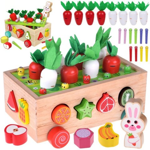 Sorter Montessori drewniany wózek złap robaczka marchewki układanka ZA5903