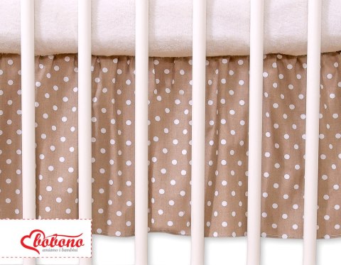 Falbanka maskująca 120x60cm- Wiszące serduszka białe grochy na brązie Falbanka maskująca 120x60cm- Wiszące serduszka białe grochy na brązie