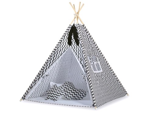 Namiot TIPI dla dzieci +mata + zawieszki pióra - Chevron czarny Namiot TIPI dla dzieci +mata + zawieszki pióra - Chevron czarny