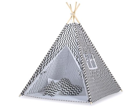 Namiot TIPI dla dzieci +mata + zawieszki pióra - Chevron czarny Namiot TIPI dla dzieci +mata + zawieszki pióra - Chevron czarny