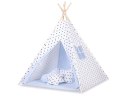 Namiot Tipi dla dzieci + zawieszki pióra - Czarne gwiazdki/niebieski