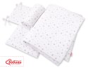 Pościel 3-cz z ochraniaczem - mini gwiazdki szare na białym tle