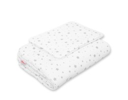 Komplet pościeli dla niemowląt z wypełnieniem 2-cz 75x100cm NEWBORN - mini gwiazdki szare