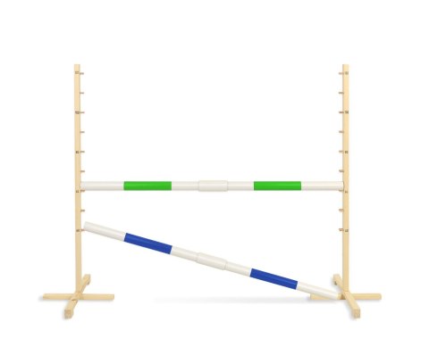 Przeszkoda skokowa do Hobby Horse 160cm, h-120 cm, dwie belki zielona i niebieska Przeszkoda skokowa do Hobby Horse 160cm, h-120 cm, dwie belki zielona i niebieska