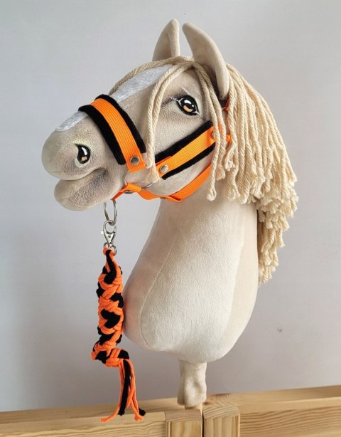 Zestaw do Hobby Horse: kantar A3 z czarnym futerkiem + uwiąz ze sznurka - neon-orange/ czarny Zestaw do Hobby Horse: kantar A3 z czarnym futerkiem + uwiąz ze sznurka - neon-orange/ czarny