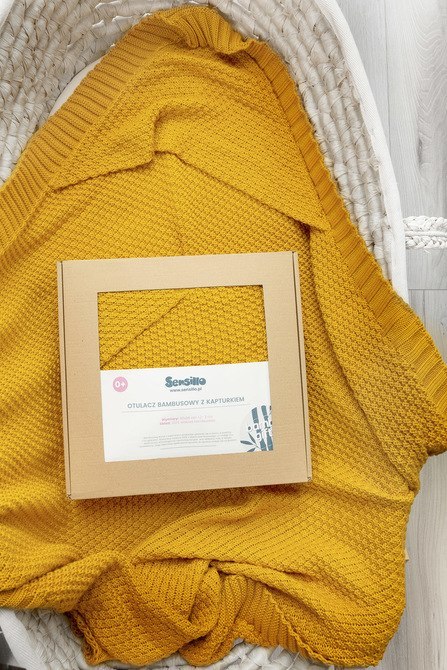 OTULACZ Z KAPTURKIEM 100% BAMBOO GIFT MUSZTARDOWY OTULACZ Z KAPTURKIEM 100% BAMBOO GIFT MUSZTARDOWY
