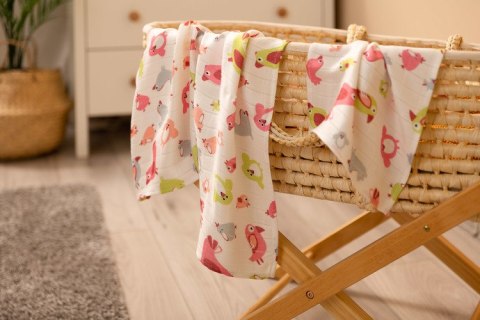 KOMPLET PIELUCH BAMBUSOWYCH 30x35 75x75 PTAKI RÓŻOWE KOMPLET PIELUCH BAMBUSOWYCH 30x35 75x75 PTAKI RÓŻOWE